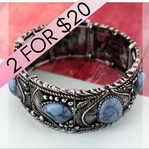 Jewelry - Steel Blue Stone Western Bracelet